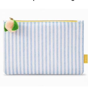 Blue striped spring linen makeup bag Ipsy